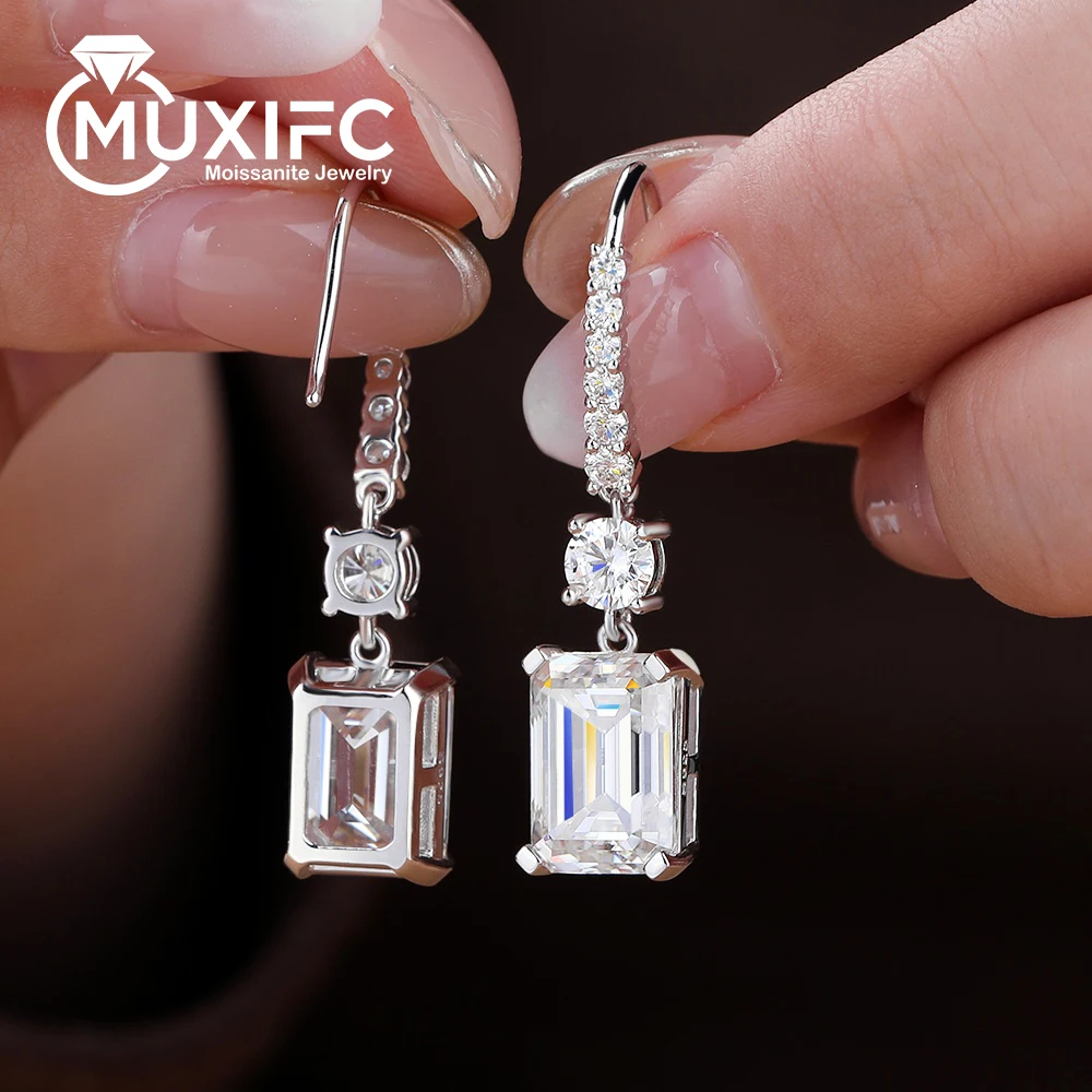 Серьги-подвески с муассанитом изумрудной огранки 10 карат (общий вес 10 карат) для женщин, серьги-кисточки с несколькими камнями, сертифицированные, из стерлингового серебра S925, свадебные украшения
Серьги-подвески с муассанитом изумрудной огранки 10 карат (общий вес 10 карат) для женщин, серьги-кисточки с несколькими камнями, сертифицированные, из стерлингового серебра S925, свадебные украшения