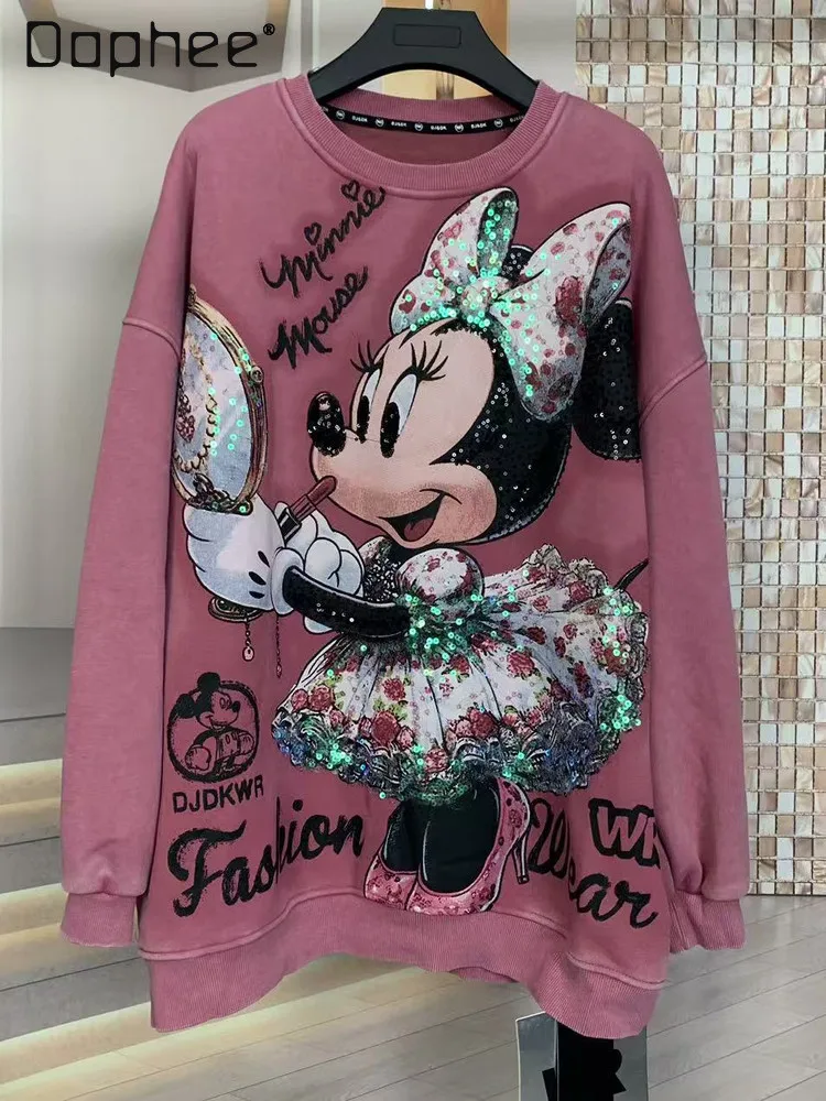 Autumn Winter Fleece Heavy-duty Rhinestone Lipstick Minnie Cartoon Loose Fashion Thickened Crew Neck Sweatshirt for Women
Autumn Winter Fleece Heavy-duty Rhinestone Lipstick Minnie Cartoon Loose Fashion Thickened Crew Neck Sweatshirt for Women