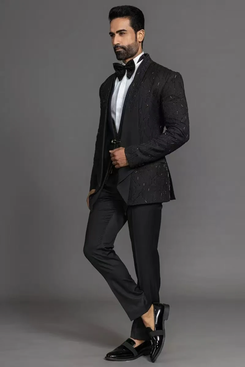 Black Men Suits Set 2 Pieces Blazer+Pants Trousers Luxury Crystals Stone Autumn Wedding Tuxedos Jacket Formal Office Prom Coat
Black Men Suits Set 2 Pieces Blazer+Pants Trousers Luxury Crystals Stone Autumn Wedding Tuxedos Jacket Formal Office Prom Coat