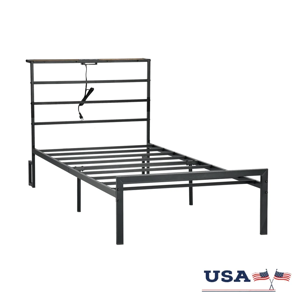 Twin Size Metal Bed Frame with Headboard Built-in USB Port Easy Assembly Sturdy Construction Single Mattress Support
Twin Size Metal Bed Frame with Headboard Built-in USB Port Easy Assembly Sturdy Construction Single Mattress Support