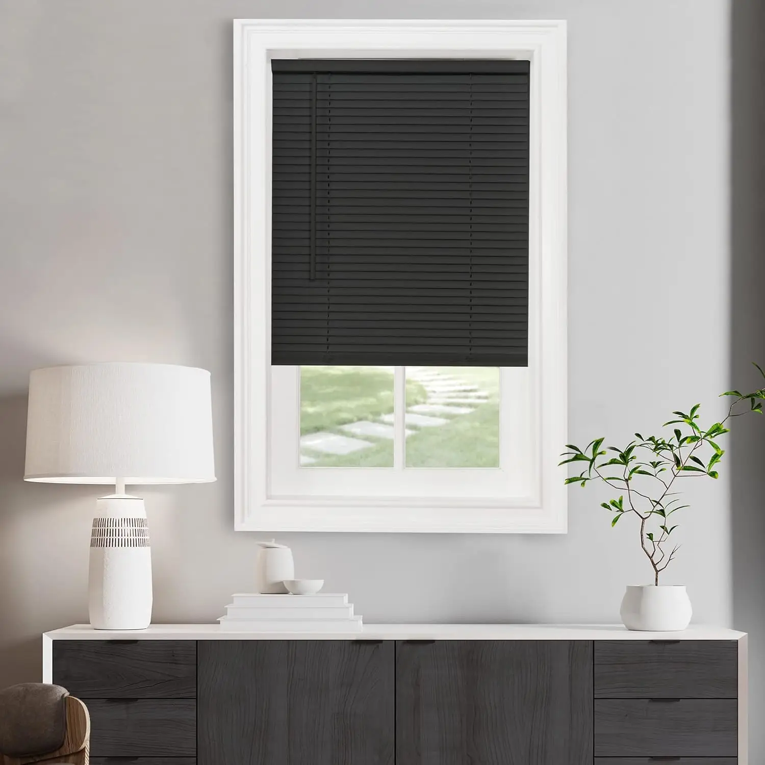 Cordless Light Filtering Mini Blind - 30x64 Inch, 1" Slats, Black - Child Safe, Easy Install
Cordless Light Filtering Mini Blind - 30x64 Inch, 1" Slats, Black - Child Safe, Easy Install