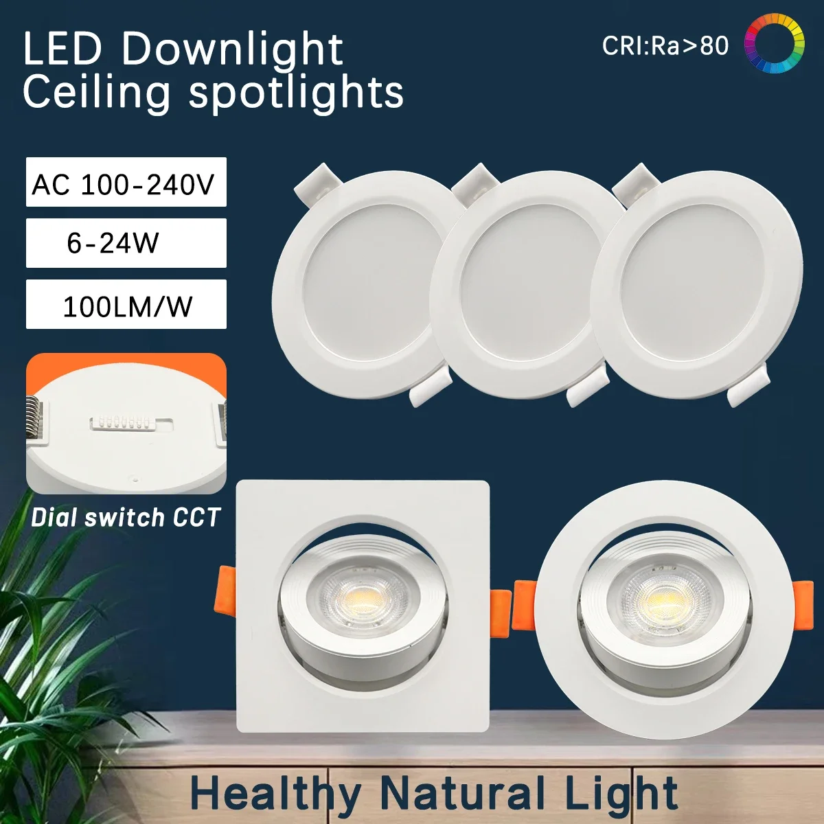 6pcs Recessed Round Square Dial Swich CCT LED Spot Downlight 6W 20W AC100-240V 3000K 4000K 6500K Ceiling Light Foyer Home
6pcs Recessed Round Square Dial Swich CCT LED Spot Downlight 6W 20W AC100-240V 3000K 4000K 6500K Ceiling Light Foyer Home