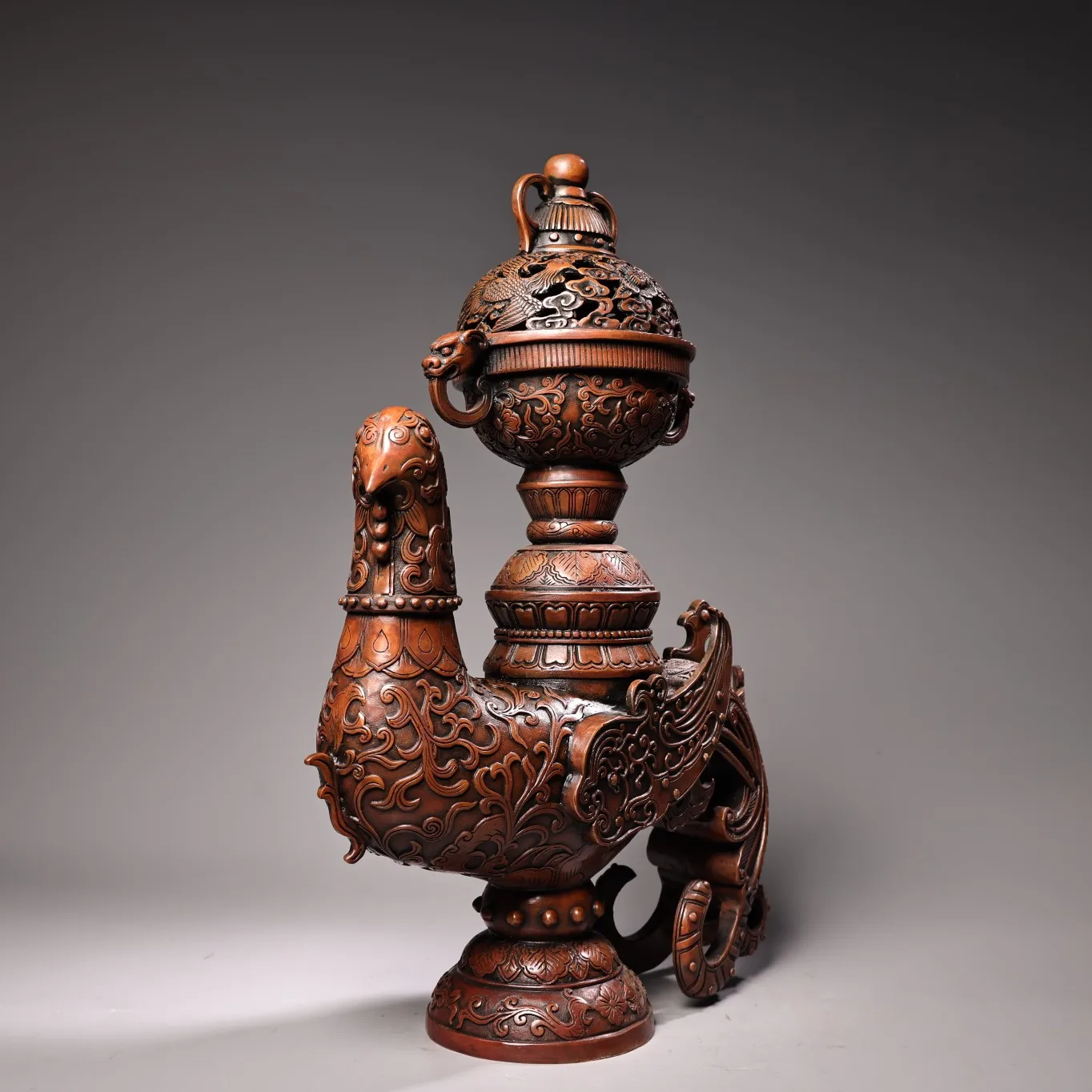 15"Tibetan Temple Collection Old Bronze Mosaic Gem Phoenix Statue Eight Treasures Incense Burner Amass wealth Ornaments
15"Tibetan Temple Collection Old Bronze Mosaic Gem Phoenix Statue Eight Treasures Incense Burner Amass wealth Ornaments