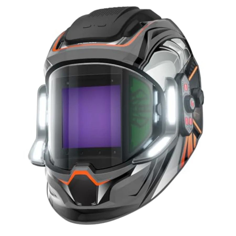 Welding Helmet with 4 LED Light, Panoramic Large Viewing Screen 3.94"X3.74" True Color Auto Darkening Welding Helmet, 6 Arc Sen
Welding Helmet with 4 LED Light, Panoramic Large Viewing Screen 3.94"X3.74" True Color Auto Darkening Welding Helmet, 6 Arc Sen