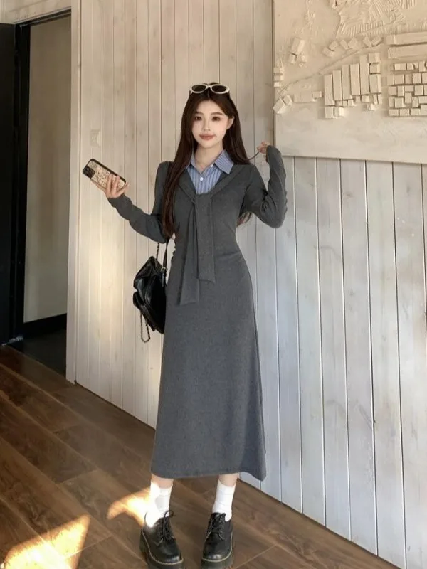 plus Size Women's College Sle Color Blo irt Collar Dr A-Line Skirt Slim Fit High Waist Long Sve Autumn New Arrival
plus Size Women's College Sle Color Blo irt Collar Dr A-Line Skirt Slim Fit High Waist Long Sve Autumn New Arrival