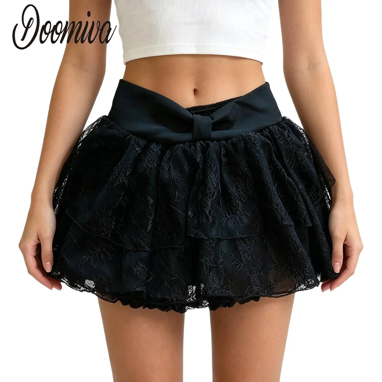 Women Cute Tiered Ruffled Lace Culottes Puff Bloomers Elastic High Waist Bow Waist Skort Built-in Shorts for Daily Streetwear
Women Cute Tiered Ruffled Lace Culottes Puff Bloomers Elastic High Waist Bow Waist Skort Built-in Shorts for Daily Streetwear