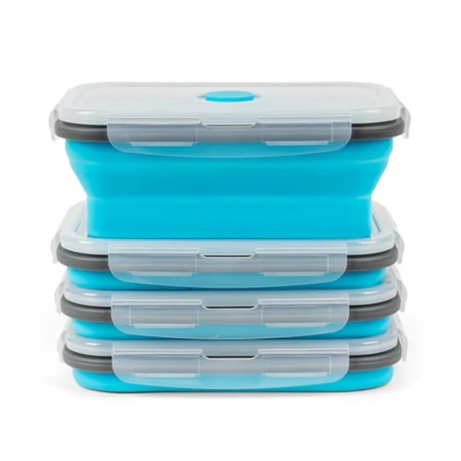 Collapsible Silicone Food Storage Containers Set with Lid and Air Vent, Foldable Lunch Containers 4PCS, Blue, 27oz
Collapsible Silicone Food Storage Containers Set with Lid and Air Vent, Foldable Lunch Containers 4PCS, Blue, 27oz