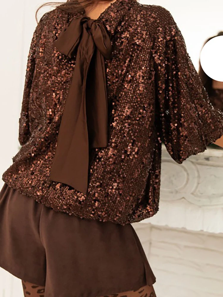 Элегантные однотонные свободные футболки с повязками, женская модная футболка с коротким рукавом на день рождения, блузки, шикарный женский топ с круглым вырезом и блестками
Элегантные однотонные свободные футболки с повязками, женская модная футболка с коротким рукавом на день рождения, блузки, шикарный женский топ с круглым вырезом и блестками