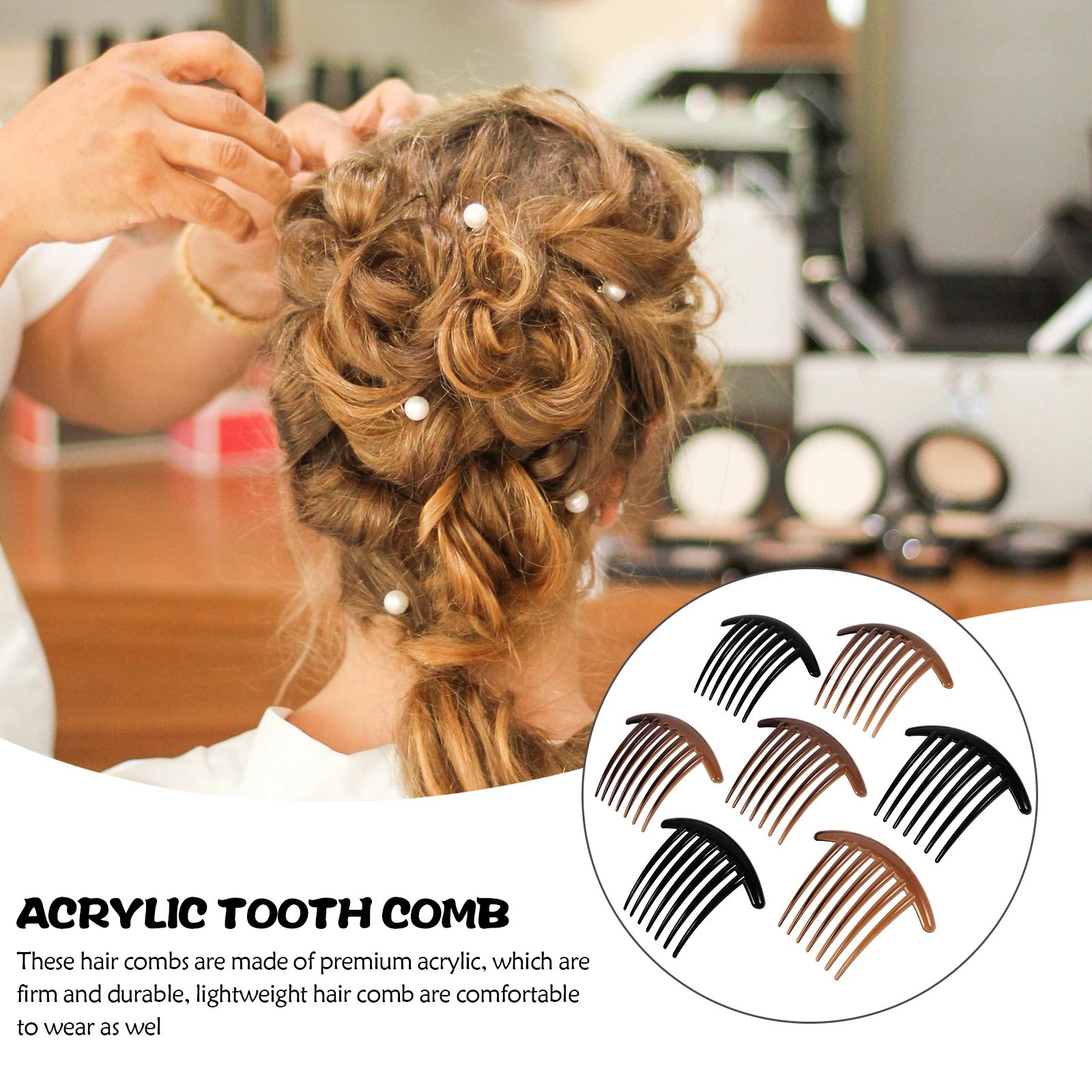 10Pcs Hair Styling Comb Acrylic Long Tooth Bun Comb 7-Teethed for Women Girls Side Insert Craft Headdress DIY Accessory Black
10Pcs Hair Styling Comb Acrylic Long Tooth Bun Comb 7-Teethed for Women Girls Side Insert Craft Headdress DIY Accessory Black