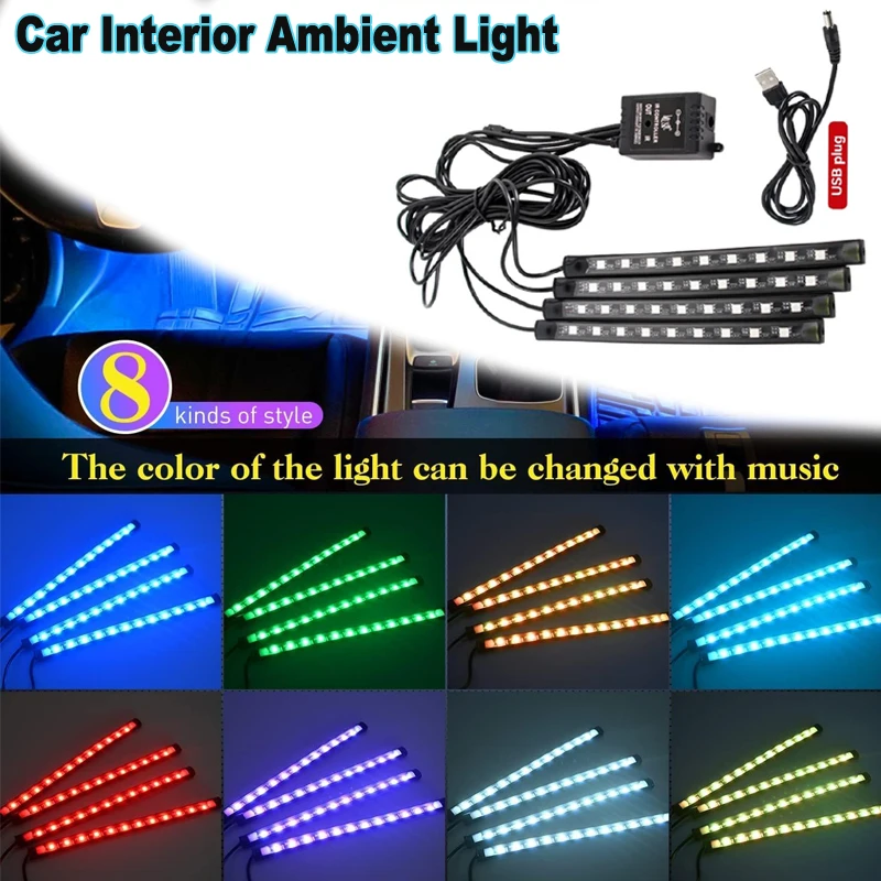 Car Interior Ambient Foot Light with USB Wireless Remote Music App Control with Sound Active Function and Remote Controller
Car Interior Ambient Foot Light with USB Wireless Remote Music App Control with Sound Active Function and Remote Controller
