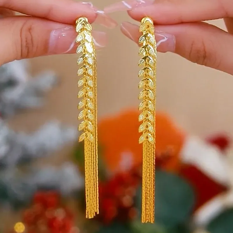 2023 New Golden Wheat Ears Long Tassel Earrings for Women Exquisite Luxury Fashion Accessories Party Prom Jewelry Birthday Gift
2023 New Golden Wheat Ears Long Tassel Earrings for Women Exquisite Luxury Fashion Accessories Party Prom Jewelry Birthday Gift