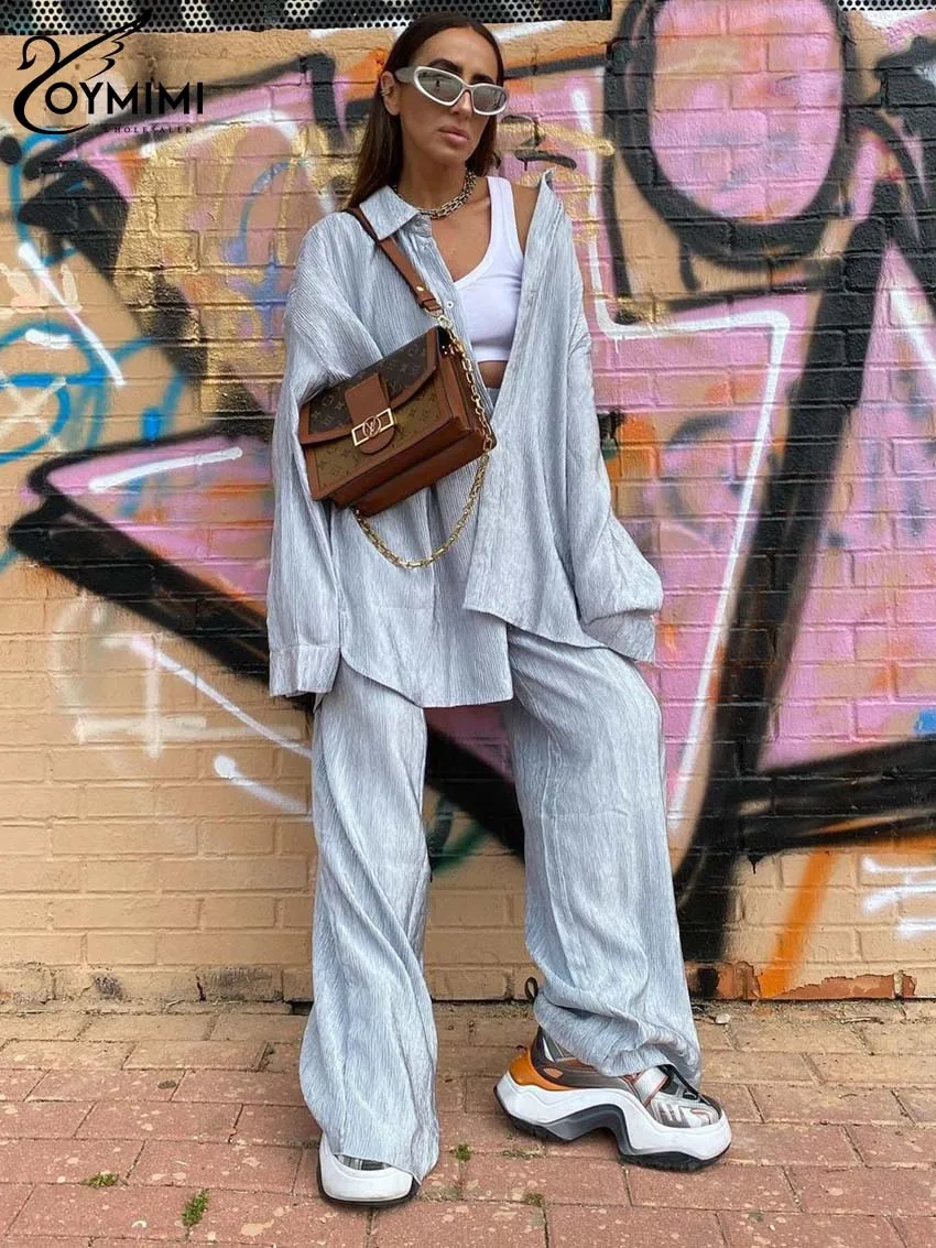 Oymimi Elegant Silver Knitting Two Piece Set For Women Fashion Solid Long Sleeve Female Shirts And Simple Full Length Pants Sets
Oymimi Elegant Silver Knitting Two Piece Set For Women Fashion Solid Long Sleeve Female Shirts And Simple Full Length Pants Sets