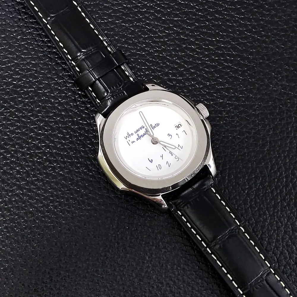 NH35 "Who Cares I'm already Late" 42mm Men Watch High Quality Automatic Watch Stainless Steel case Sapphire Glass NH35 Watch
NH35 "Who Cares I'm already Late" 42mm Men Watch High Quality Automatic Watch Stainless Steel case Sapphire Glass NH35 Watch