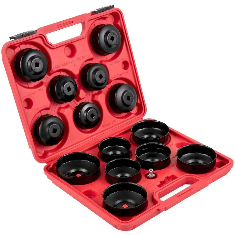 Oil Filter Removal Tool 14-Piece Kit 3/8-Inch Drive For Vehicle Maintenance Engine Service Garage Workshop Low Profile Design Heavy Duty Steel Construction Compact Fit Case Included
Oil Filter Removal Tool 14-Piece Kit 3/8-Inch Drive For Vehicle Maintenance Engine Service Garage Workshop Low Profile Design Heavy Duty Steel Construction Compact Fit Case Included