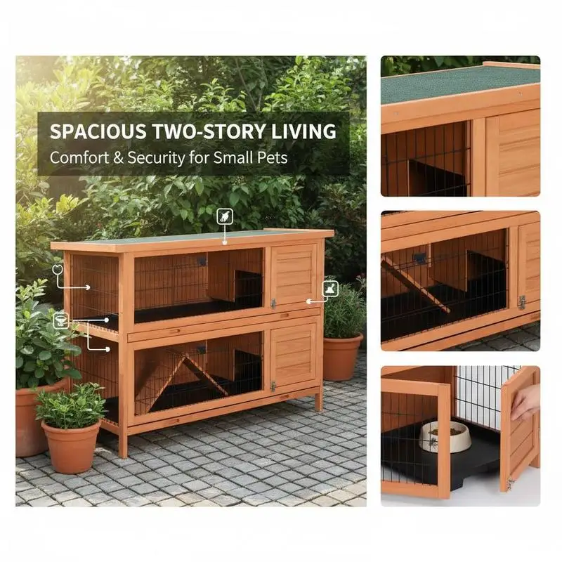 Rabbit Hutch Outdoor Guinea Pig Hutch Bunny Cage with No-Leak Trays, Divider, 136 x 50 x 93cm, Orange
Rabbit Hutch Outdoor Guinea Pig Hutch Bunny Cage with No-Leak Trays, Divider, 136 x 50 x 93cm, Orange