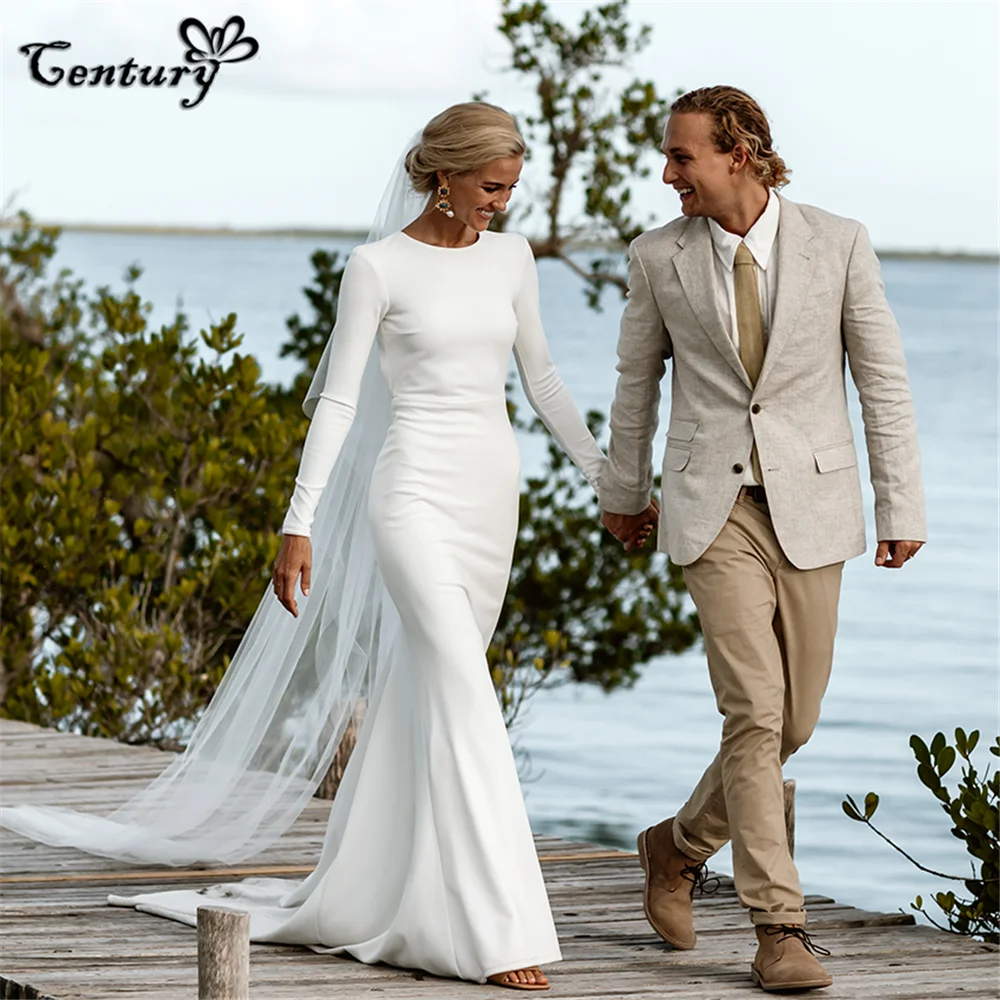 Long Sleeve Mermaid Wedding Dress 2025 Backless Long Train Crepe Elegant Bridal Gowns Bride Dresses vestidos de noviaCustomized
Long Sleeve Mermaid Wedding Dress 2025 Backless Long Train Crepe Elegant Bridal Gowns Bride Dresses vestidos de noviaCustomized