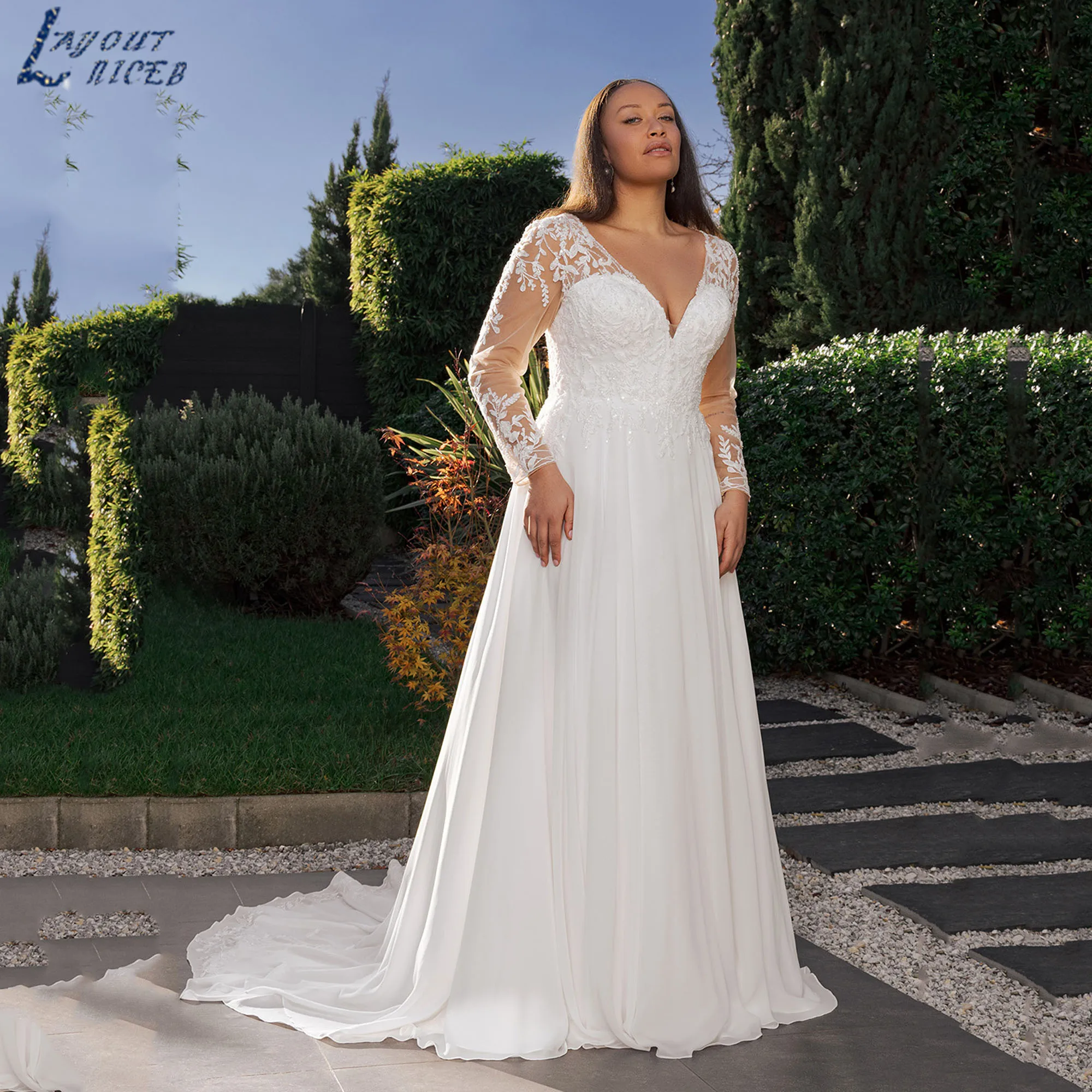 Plus Size wedding Dresses Luxury 2025 Chiffon Long Sleeve V-Neck Backless Bride Gown Elegant A-Line vestidos de novia Customized
Plus Size wedding Dresses Luxury 2025 Chiffon Long Sleeve V-Neck Backless Bride Gown Elegant A-Line vestidos de novia Customized