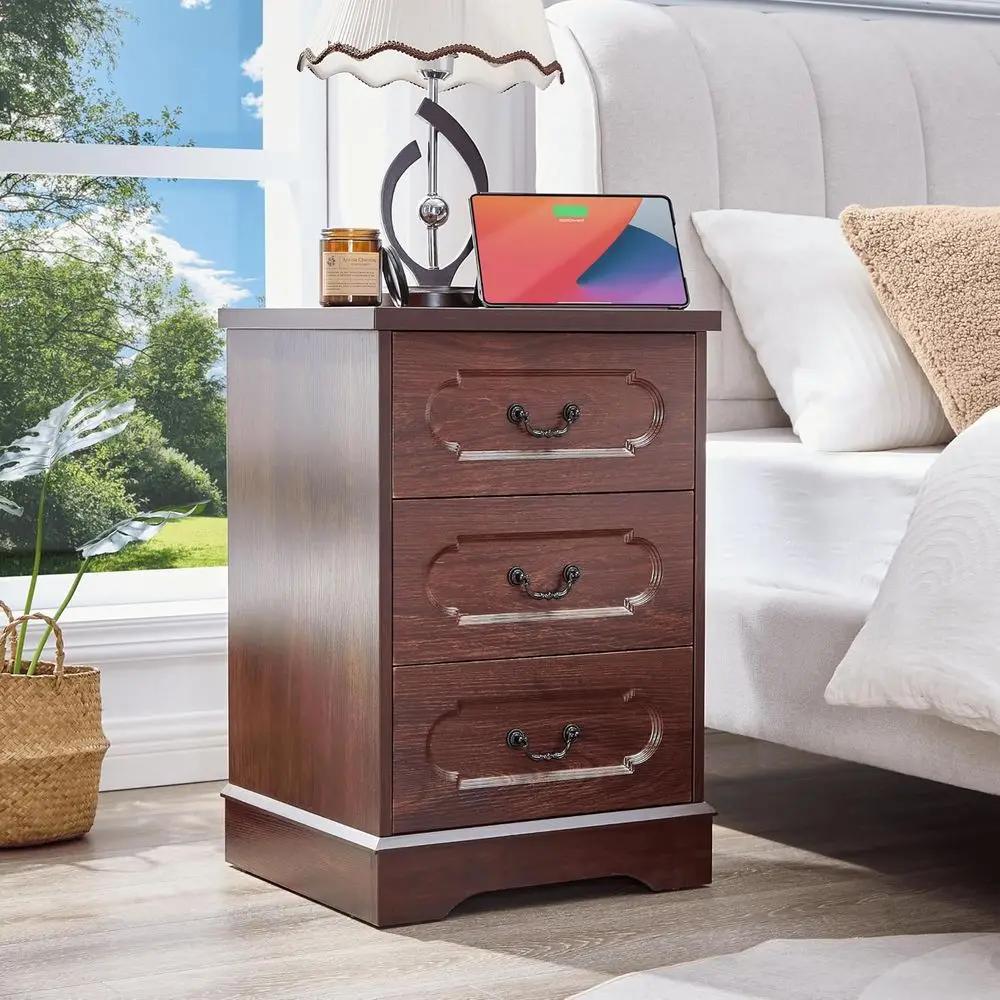 Cherry Wood Chest for Bedroom with Charging Station, Rustic Wooden Nightstand, Storage Cabinet for Living Room
Cherry Wood Chest for Bedroom with Charging Station, Rustic Wooden Nightstand, Storage Cabinet for Living Room