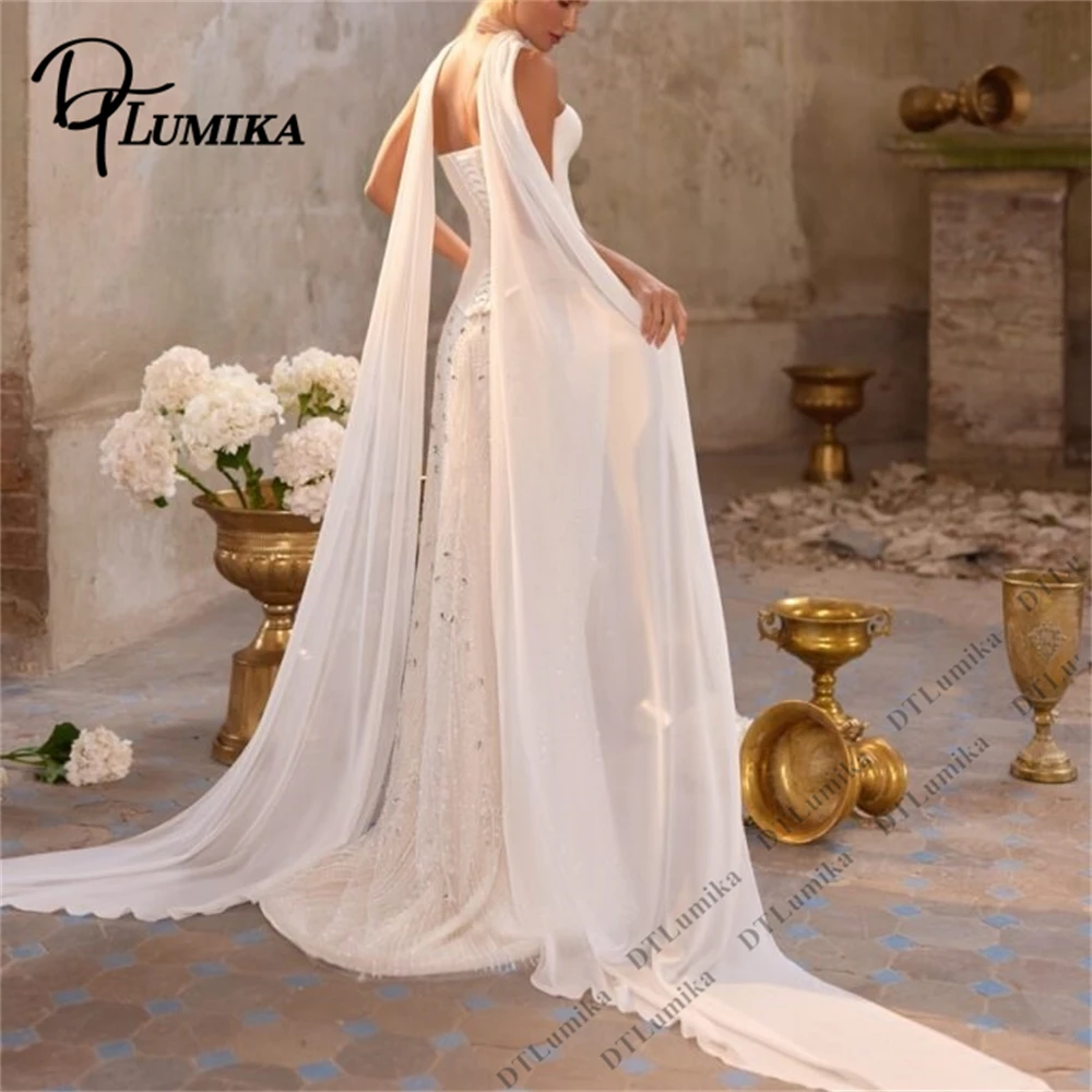 DTLumika Customized 2026 Modern Bride Dress Scarf Neck Mermaid Long Wedding Dresses for Women, Strapless Satin Bridal Gown
DTLumika Customized 2026 Modern Bride Dress Scarf Neck Mermaid Long Wedding Dresses for Women, Strapless Satin Bridal Gown