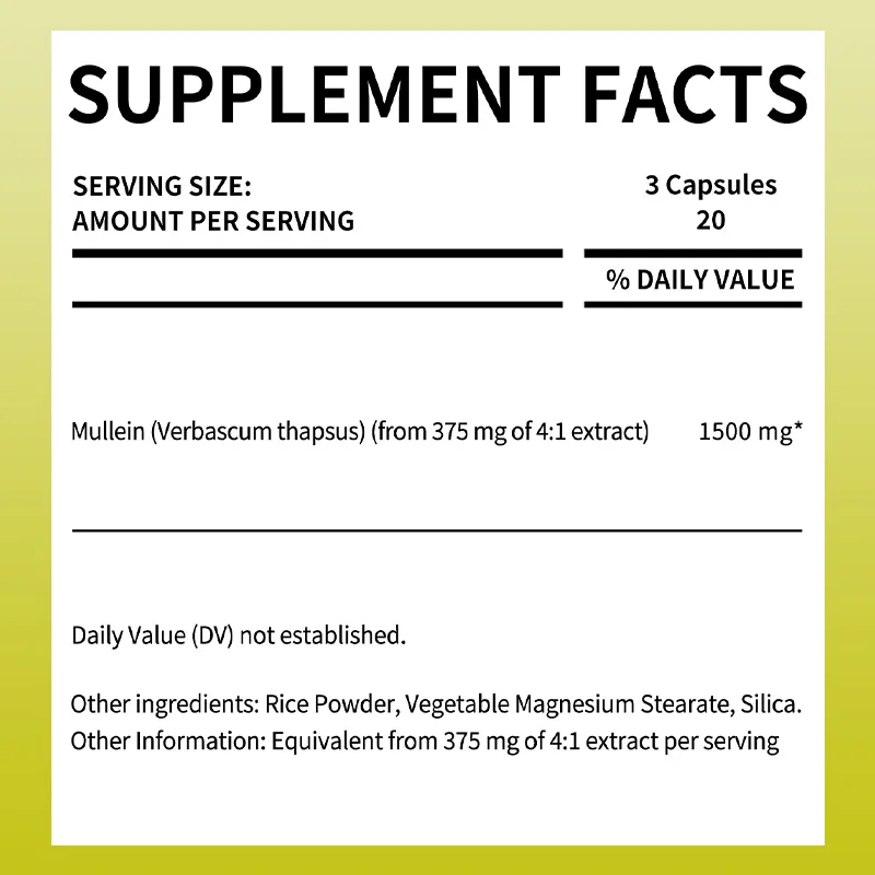 Mullein Leaf Extract - Promoting Lung Cleansing and Detoxification, Supports Bronchial and Respiratory Health and Immune Support
Mullein Leaf Extract - Promoting Lung Cleansing and Detoxification, Supports Bronchial and Respiratory Health and Immune Support