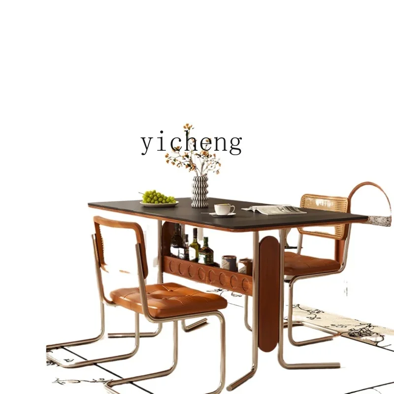 ZK rock slab dining table French retro household small apartment rectangular solid wood dining table Chuanxi dining table
ZK rock slab dining table French retro household small apartment rectangular solid wood dining table Chuanxi dining table