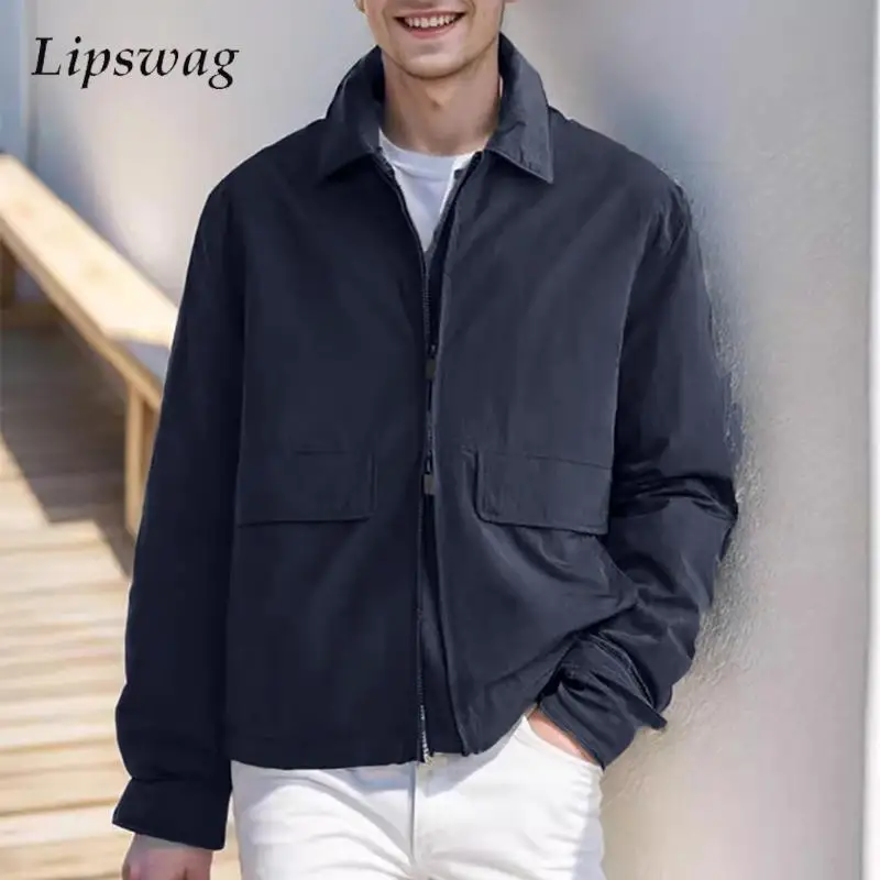 Streetwear Mens Jacket Casual Loose Long Sleeve Solid Color Coat For Men Autumn Outdoor Fashion Zipper Turn-down Collar Jackets
Streetwear Mens Jacket Casual Loose Long Sleeve Solid Color Coat For Men Autumn Outdoor Fashion Zipper Turn-down Collar Jackets