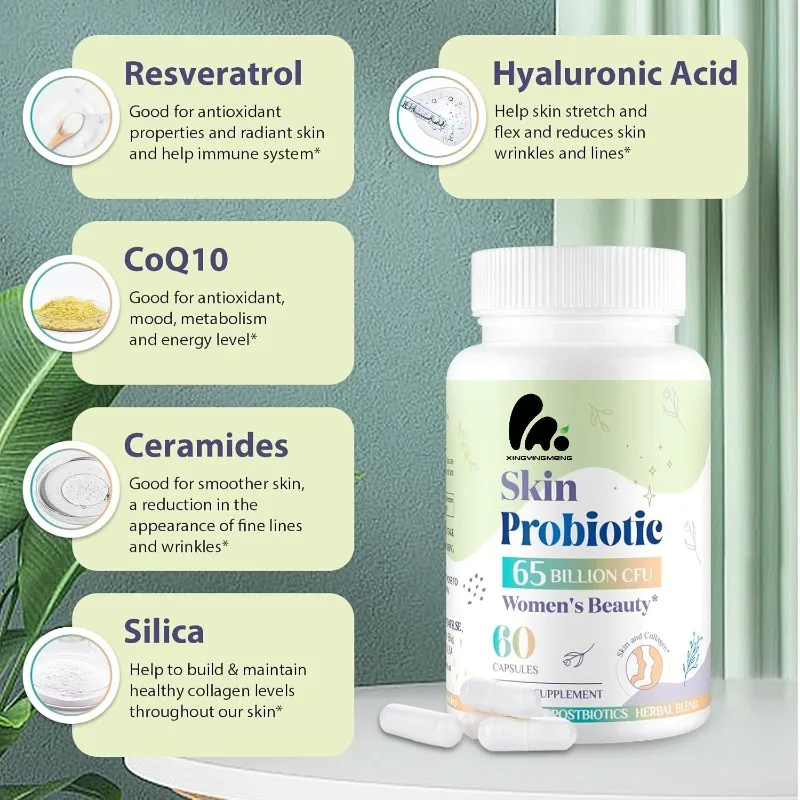 Women's Beauty Probiotic Collagen, Used for Hair, Skin, Nail, and Vaginal Health -65 Billion CFU, Resveratrol and Coenzyme Q10
Women's Beauty Probiotic Collagen, Used for Hair, Skin, Nail, and Vaginal Health -65 Billion CFU, Resveratrol and Coenzyme Q10
