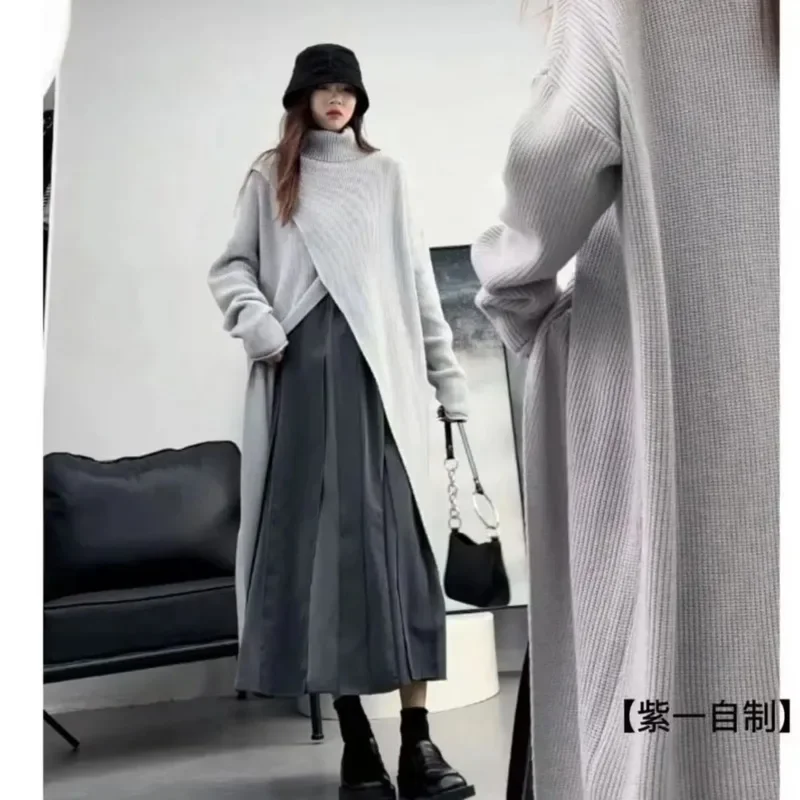 Трикотаж средней длины, водолазка, женский свитер, осень-зима, свободный однотонный женский повседневный пуловер с открытой вилкой, топы с длинными рукавами
Трикотаж средней длины, водолазка, женский свитер, осень-зима, свободный однотонный женский повседневный пуловер с открытой вилкой, топы с длинными рукавами