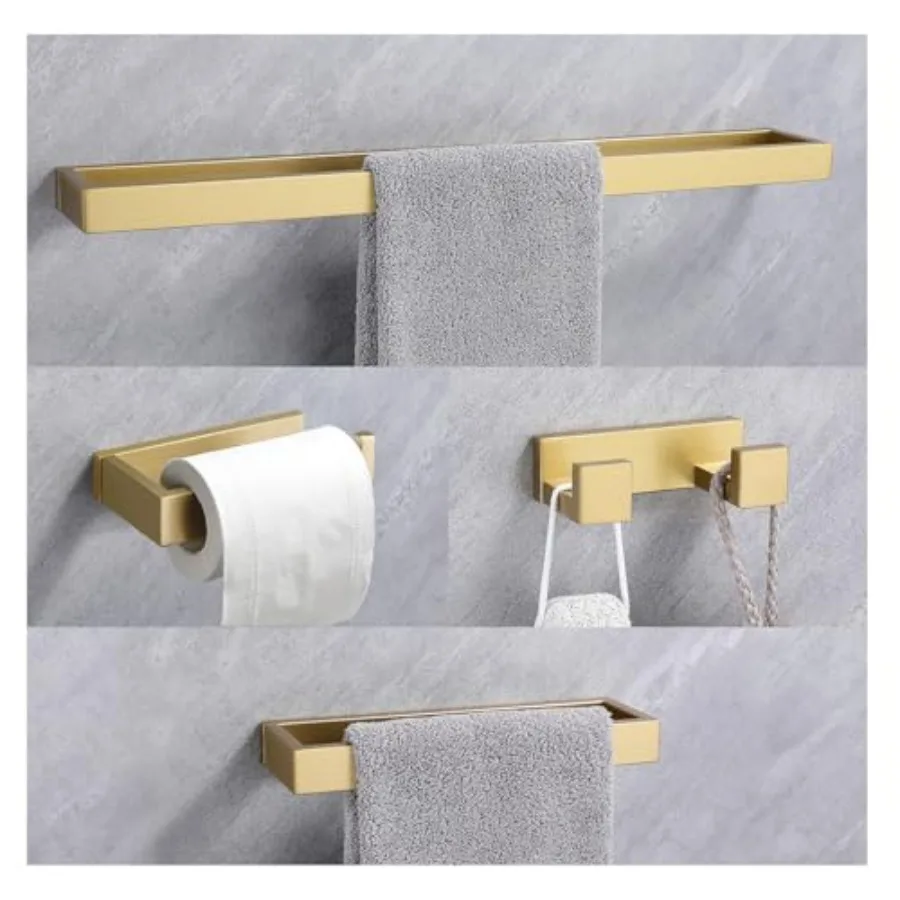 Bathroom Hardware Accessories Set Brushed Gold 4-Piece Including Towel Bar Towel Holder Toilet Paper Holder Towel Hook Stainles
Bathroom Hardware Accessories Set Brushed Gold 4-Piece Including Towel Bar Towel Holder Toilet Paper Holder Towel Hook Stainles