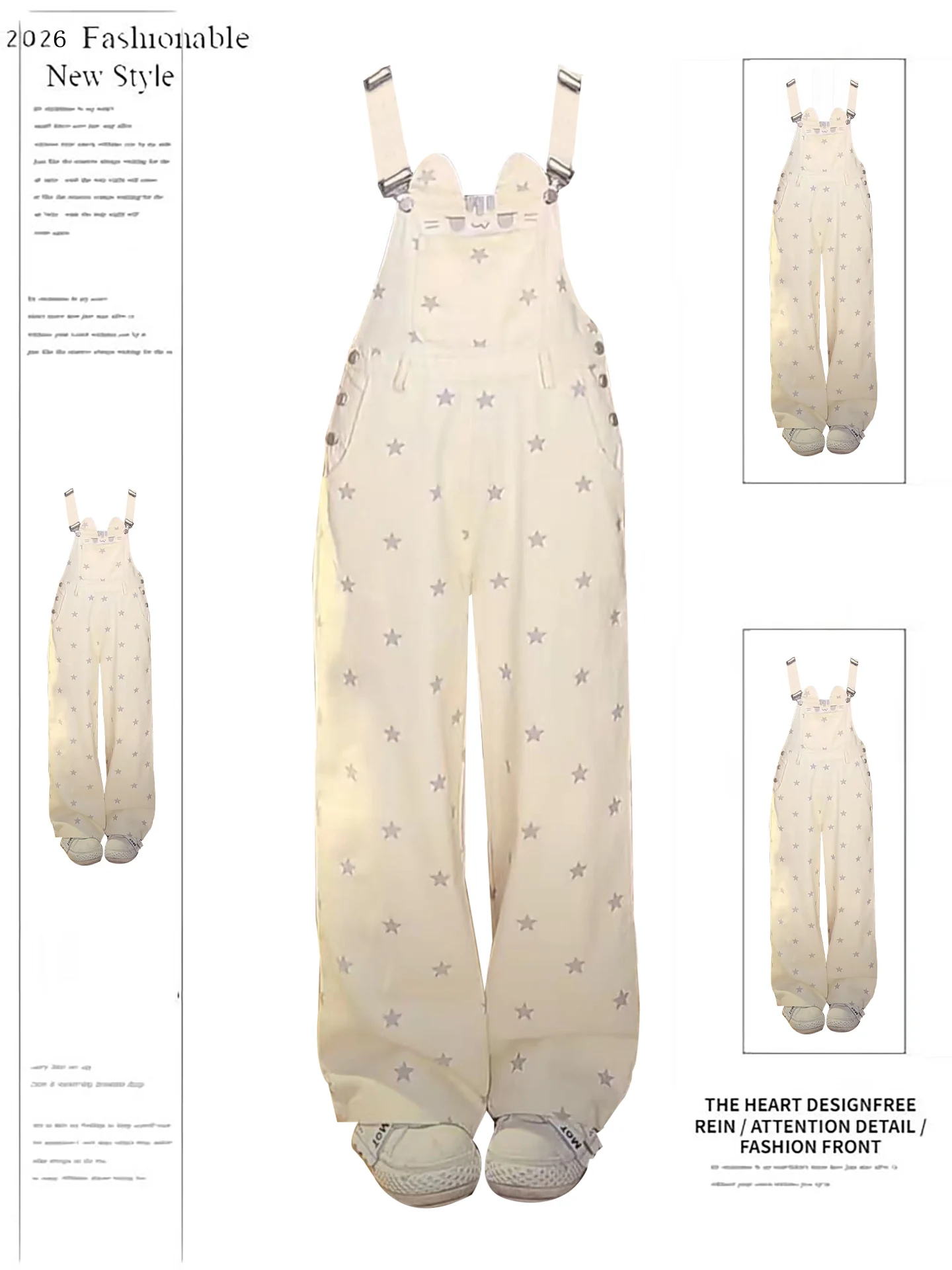 Retro American Cute Embroidery Denim Overalls Women's Summer New Design Wide Leg Pants High Waist Straight Leg Cotton
Retro American Cute Embroidery Denim Overalls Women's Summer New Design Wide Leg Pants High Waist Straight Leg Cotton