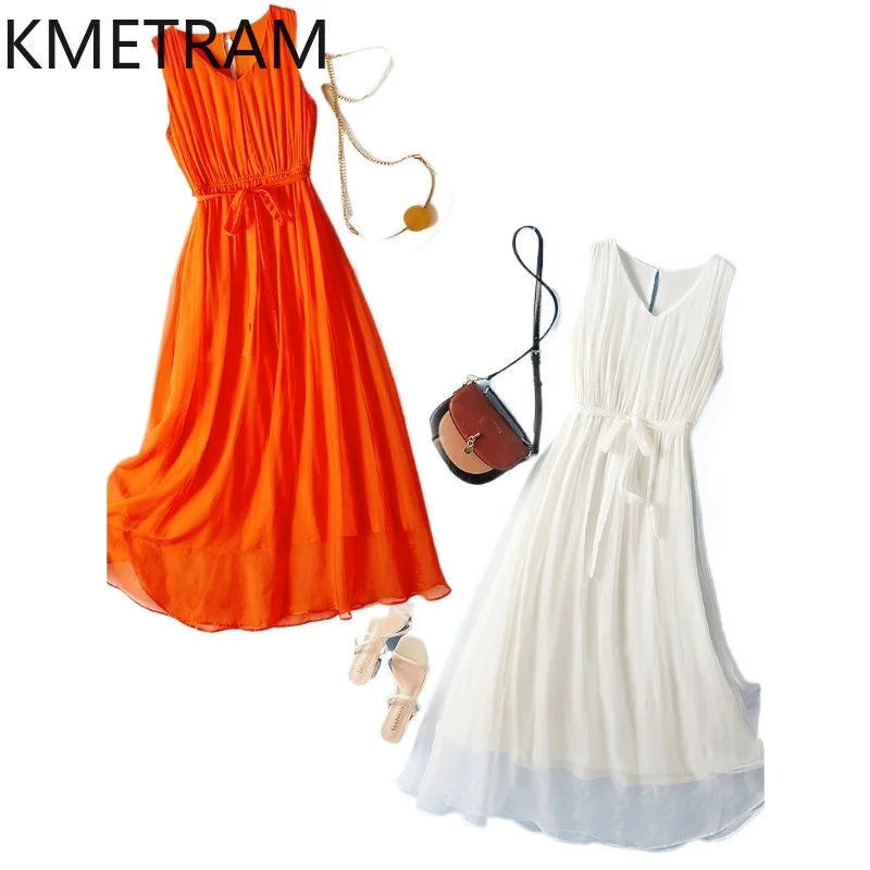 KMETRAM 100% Real Mulberry Silk Tank Dresses for Women Elegant Vacation Beach Long Dress Summer Frocks Woman Clothes 2026 платье
KMETRAM 100% Real Mulberry Silk Tank Dresses for Women Elegant Vacation Beach Long Dress Summer Frocks Woman Clothes 2026 платье