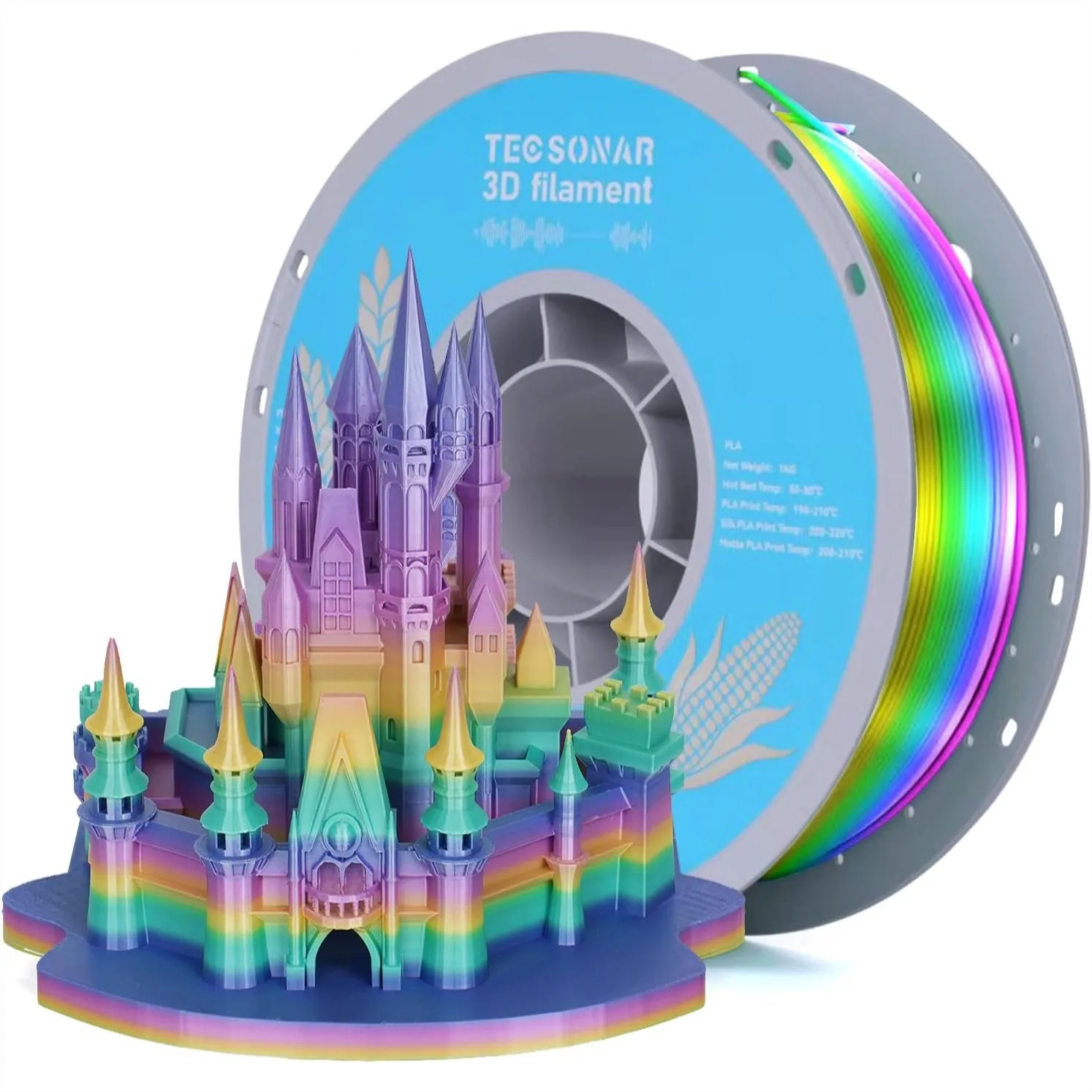 Silk Rainbow PLA 3D Printer Filament, 1.75mm Fast Color Change 1KG Spool, Multicolor Gradient Filament for FDM 3D Printers
Silk Rainbow PLA 3D Printer Filament, 1.75mm Fast Color Change 1KG Spool, Multicolor Gradient Filament for FDM 3D Printers