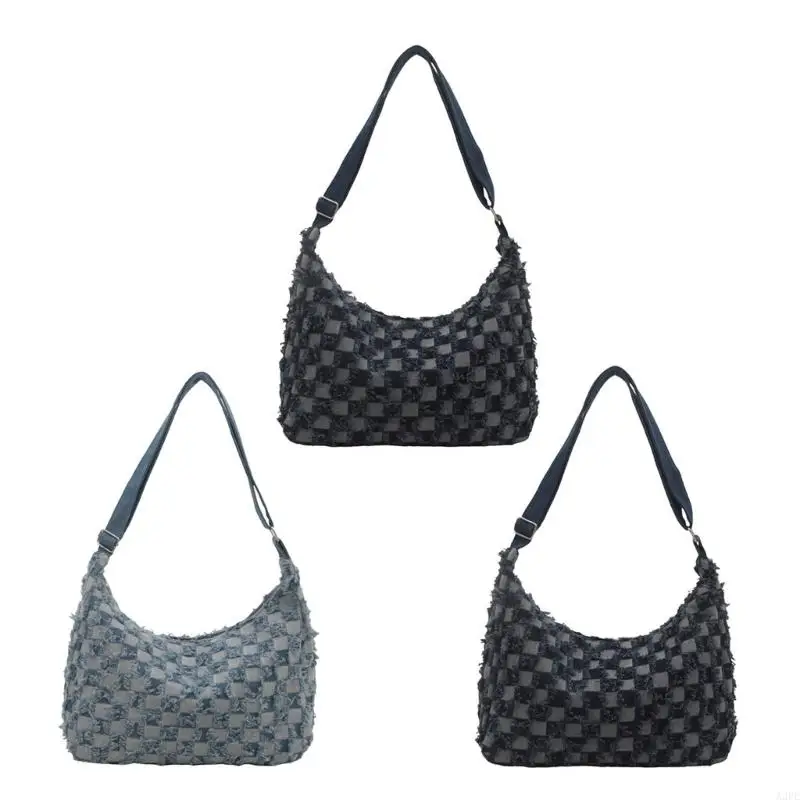 A3PE Fashionable Denims Checkered Tassels Shoulder Bag for Women Large Capacity Jeans Distressed Zippered Crossbody Handbag
A3PE Fashionable Denims Checkered Tassels Shoulder Bag for Women Large Capacity Jeans Distressed Zippered Crossbody Handbag