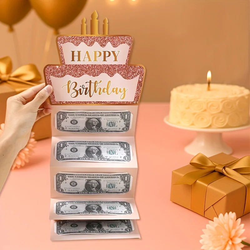Set of 1, Pink Golden Birthday Banknote Card with Envelope, Folding Card for Happy Birthday, Supplies for Birthday Celebration
Set of 1, Pink Golden Birthday Banknote Card with Envelope, Folding Card for Happy Birthday, Supplies for Birthday Celebration