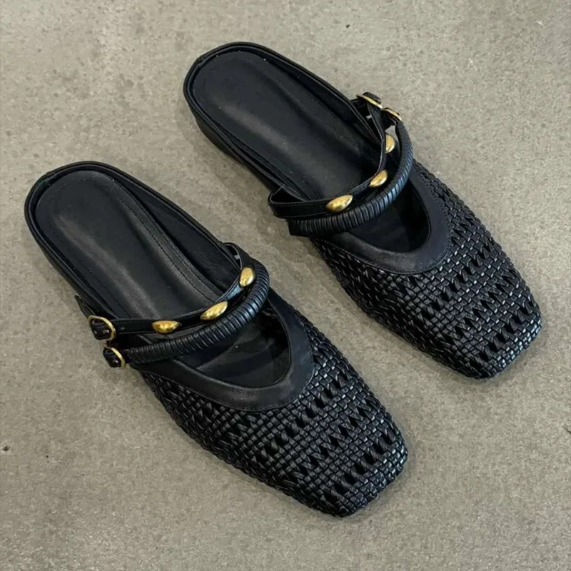 French retro new style women's half drag, height increasing inside, woven hollow toe, M ü ller outer wear sandals
French retro new style women's half drag, height increasing inside, woven hollow toe, M ü ller outer wear sandals