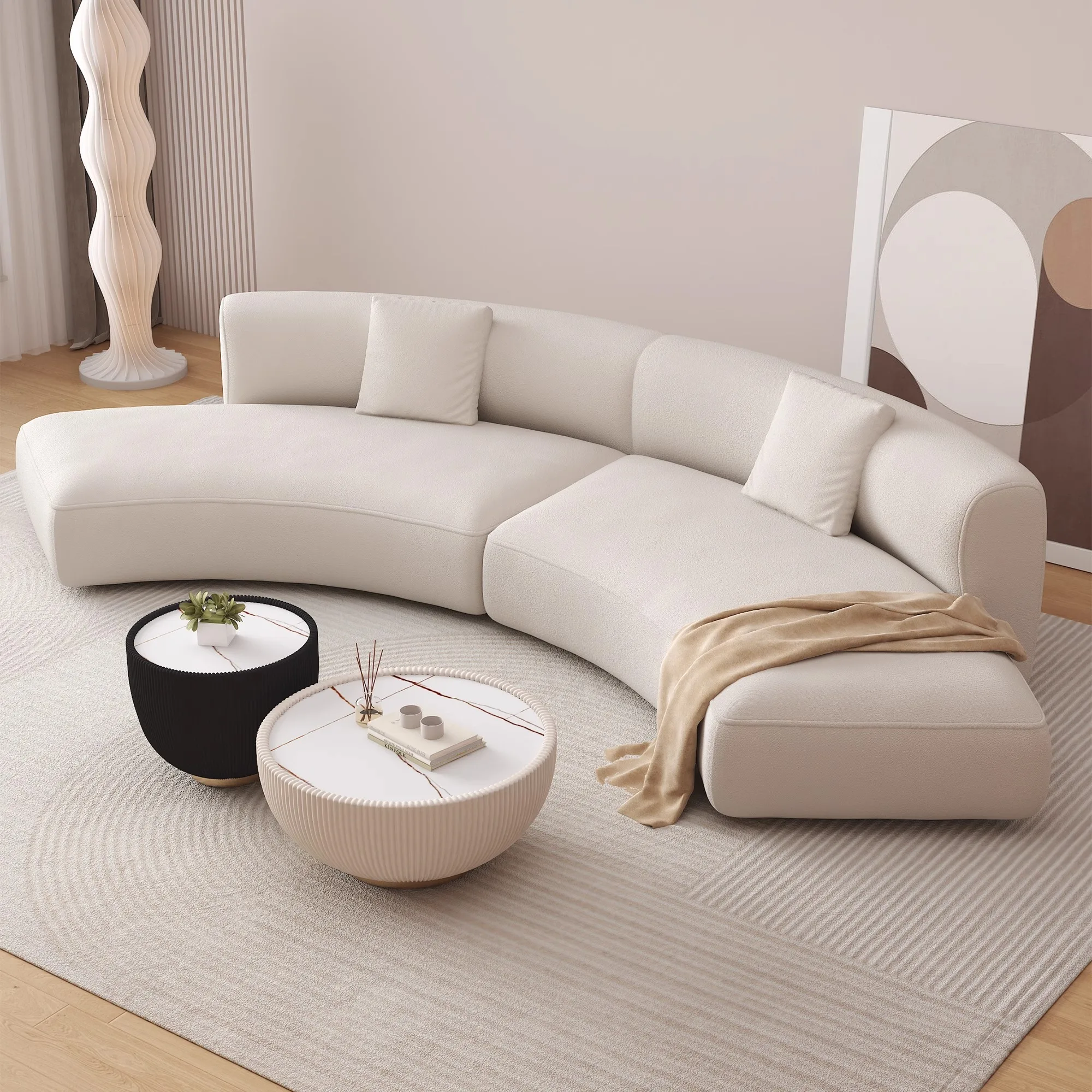 Nordic modern small family living room beauty salon lounge area reception combination cream wind half arc home sofa
Nordic modern small family living room beauty salon lounge area reception combination cream wind half arc home sofa
