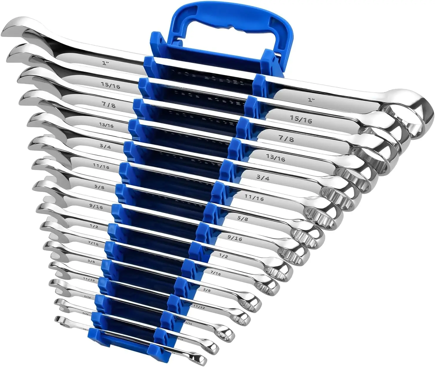 Premium 15-Piece SAE Combination Wrench Set, 1/4" to 1", Cr-V Steel with Rack Organizer, Mirror Chrome Finish
Premium 15-Piece SAE Combination Wrench Set, 1/4" to 1", Cr-V Steel with Rack Organizer, Mirror Chrome Finish