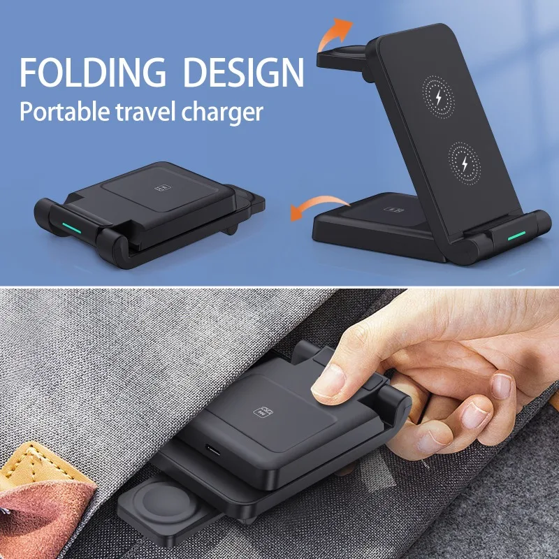 Беспроводное зарядное устройство 3 в 1, настольная подставка с быстрой зарядкой, складная подставка, подходит для Iphones, наушников, часов
Беспроводное зарядное устройство 3 в 1, настольная подставка с быстрой зарядкой, складная подставка, подходит для Iphones, наушников, часов