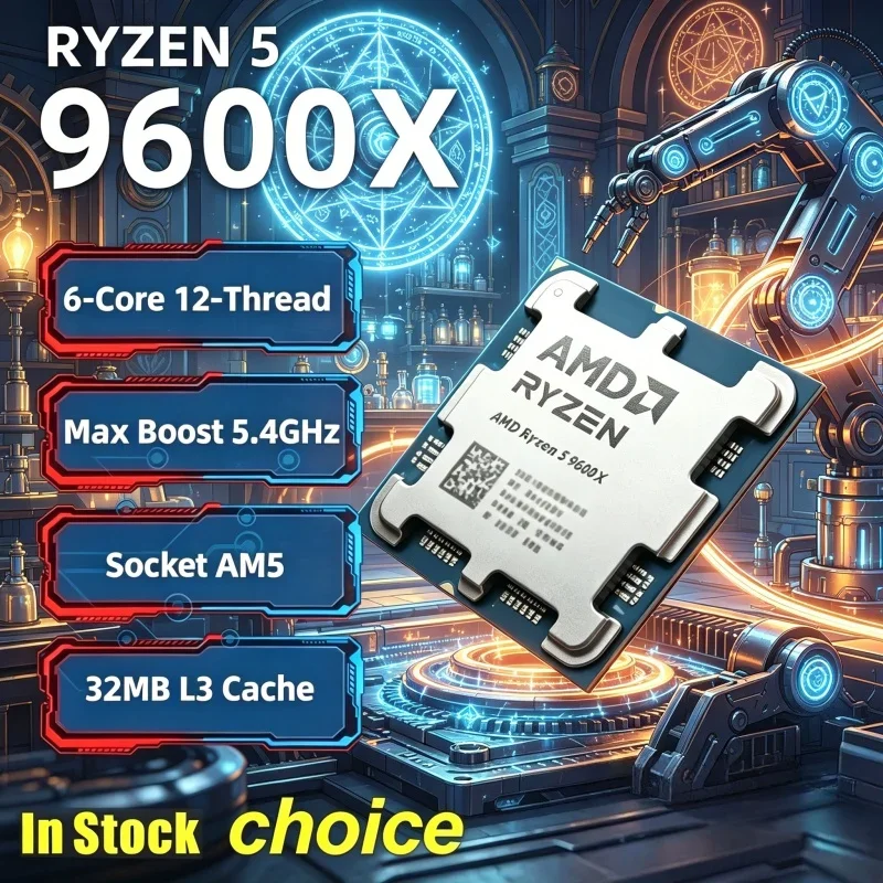 Luculent Zippy AMD Loose CPU Ryzen 5 9600X R5 9600X 6 Cores 12 Threads Max Boost 5.4GHz 32MB L3 Cache AM5 For B850 X870
Luculent Zippy AMD Loose CPU Ryzen 5 9600X R5 9600X 6 Cores 12 Threads Max Boost 5.4GHz 32MB L3 Cache AM5 For B850 X870