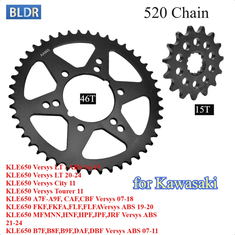 520-15T 46T Front Sprocket Gear Wheel for Kawasaki KLE650 Ver/sys 2007-2018 KLE650 Ver/sys ABS 2019-2024 KLE 650 Ver/sys City
520-15T 46T Front Sprocket Gear Wheel for Kawasaki KLE650 Ver/sys 2007-2018 KLE650 Ver/sys ABS 2019-2024 KLE 650 Ver/sys City