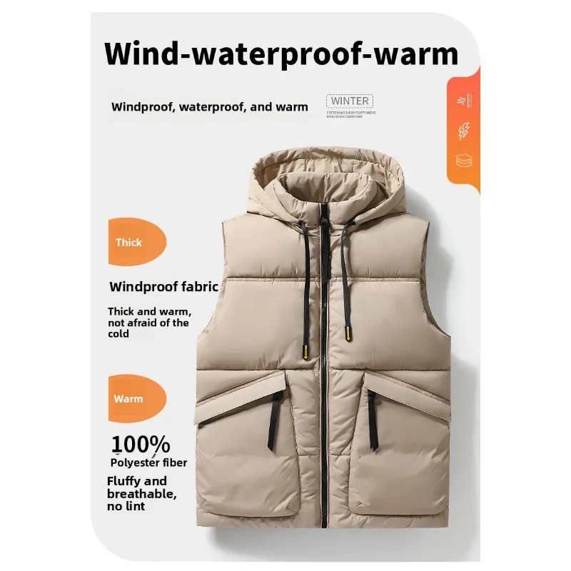 Мужской крутой и модный жилет, зимняя пуховая хлопковая куртка, жилет, мужская рабочая одежда, хлопковый жилет с несколькими карманами на молнии, однотонный жилет с капюшоном
Мужской крутой и модный жилет, зимняя пуховая хлопковая куртка, жилет, мужская рабочая одежда, хлопковый жилет с несколькими карманами на молнии, однотонный жилет с капюшоном