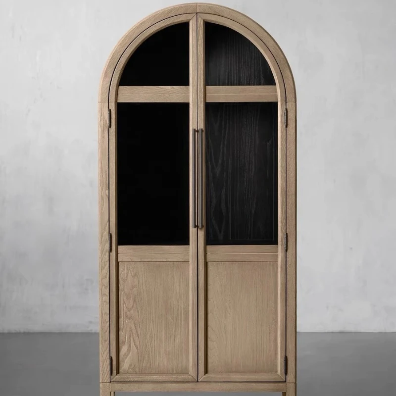 American solid wood wine cabinet French retro old arched glass door bookcase living room multi-pump locker dining side cabinet
American solid wood wine cabinet French retro old arched glass door bookcase living room multi-pump locker dining side cabinet