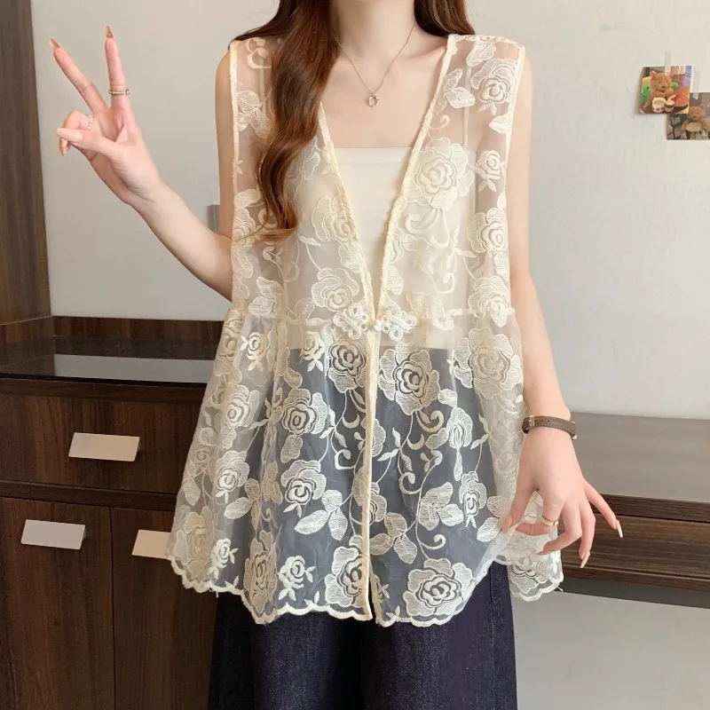 Tops Women Summer Designer Sheer Layered Sleeveless Vests Cardigans Plus Size Luxurious Slimming Casual Versatile Trendy Unique
Tops Women Summer Designer Sheer Layered Sleeveless Vests Cardigans Plus Size Luxurious Slimming Casual Versatile Trendy Unique