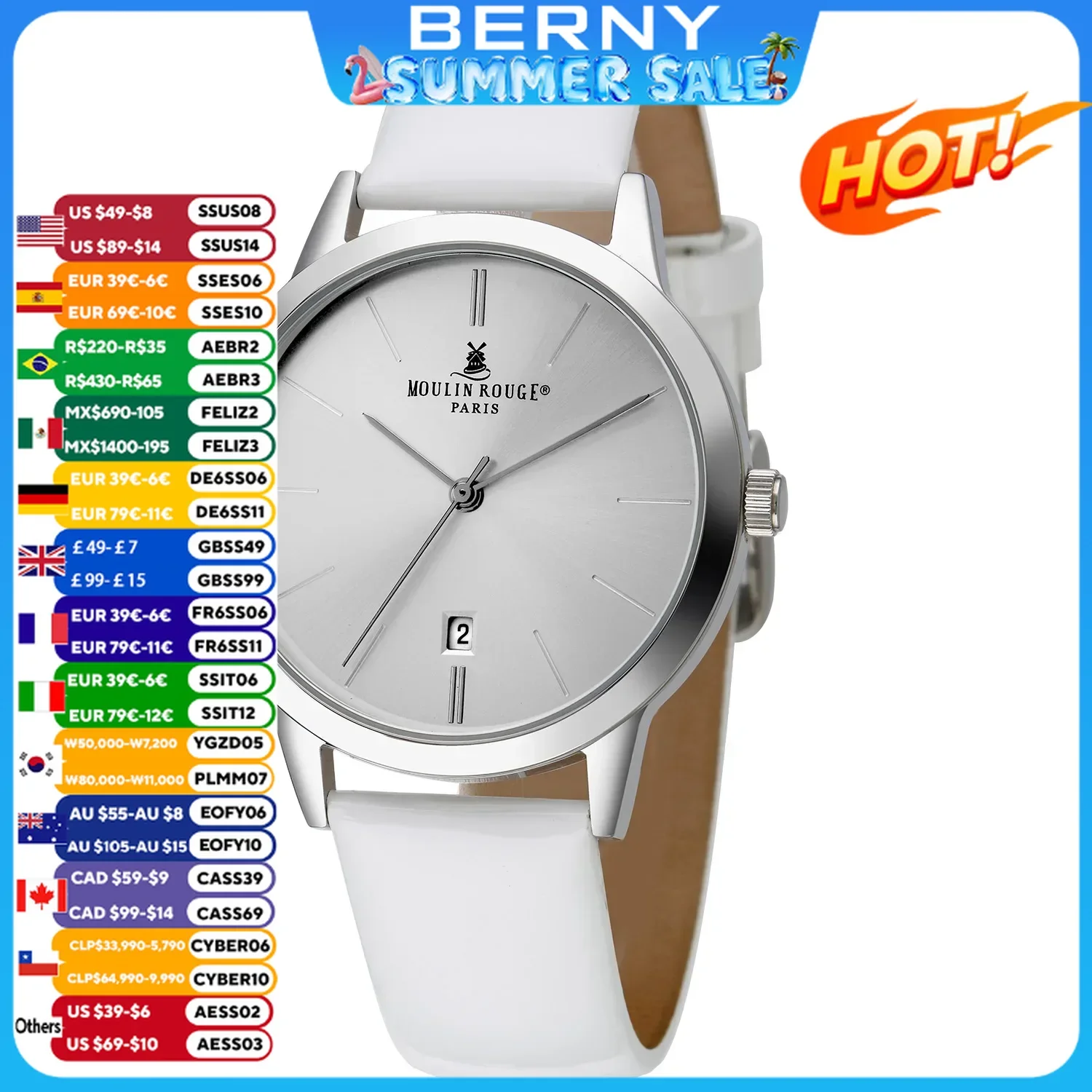 BERNY Women's Watch Japan Quartz Movement Ladies Calendar Window Leather Strap Wristwatch Clock For Woman Casual Waterproof
BERNY Women's Watch Japan Quartz Movement Ladies Calendar Window Leather Strap Wristwatch Clock For Woman Casual Waterproof