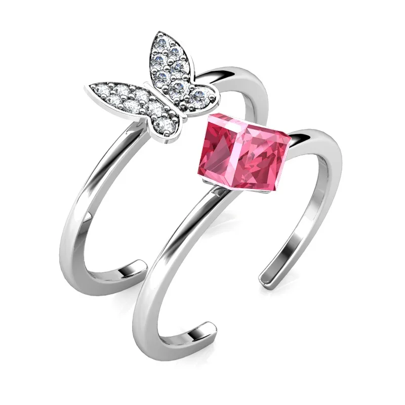 Daisini Pink Crystals From Swarovski 2 in 1 Open Size Butterfly Rings Elegant Brass Jewelry Dainty Rings for Women Party Gift
Daisini Pink Crystals From Swarovski 2 in 1 Open Size Butterfly Rings Elegant Brass Jewelry Dainty Rings for Women Party Gift