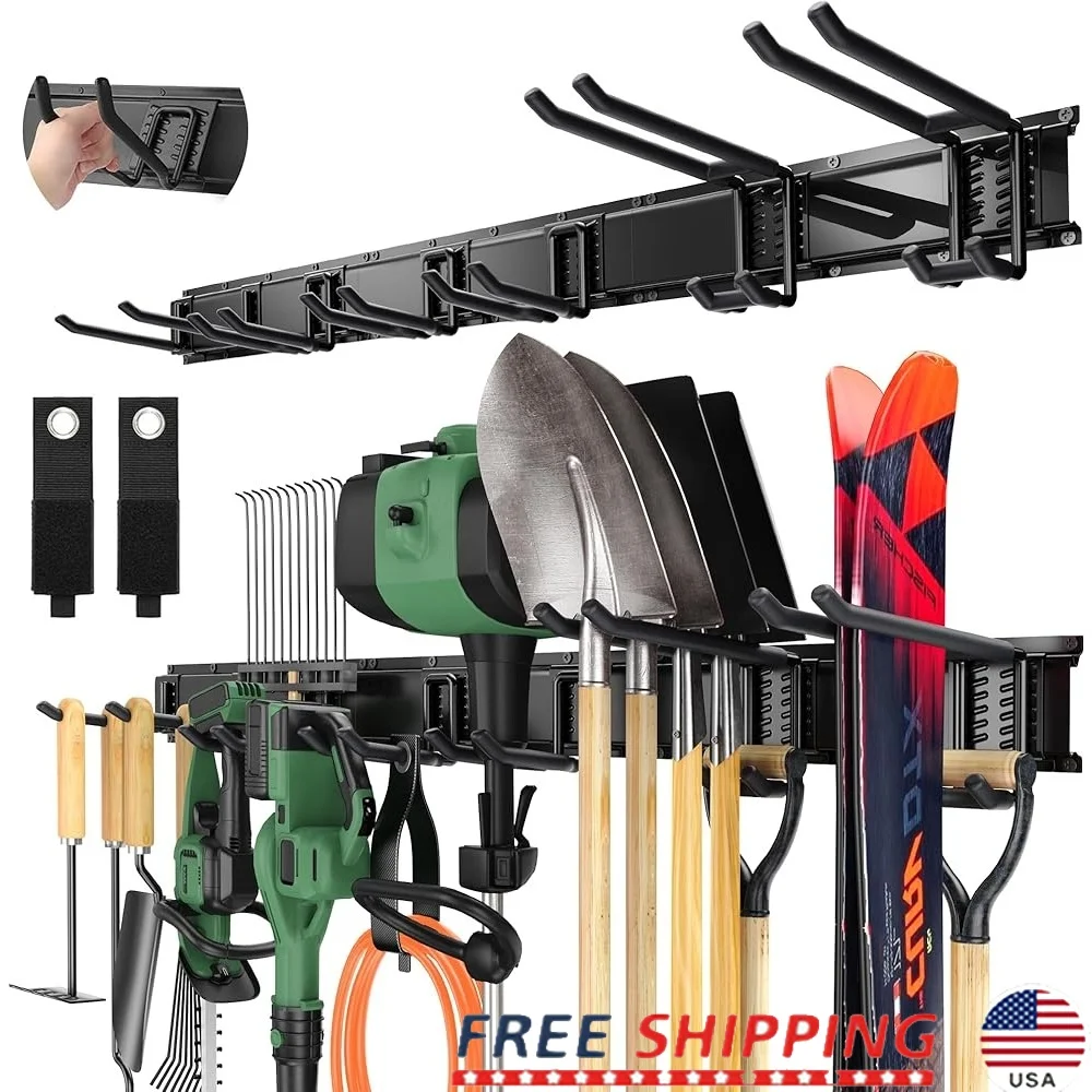 49.5 Inch Heavy Duty Garage Tool Organizer Wall Mount Adjustable Hooks 500lbs Capacity Garden Tool Storage Rack Metal Holder
49.5 Inch Heavy Duty Garage Tool Organizer Wall Mount Adjustable Hooks 500lbs Capacity Garden Tool Storage Rack Metal Holder