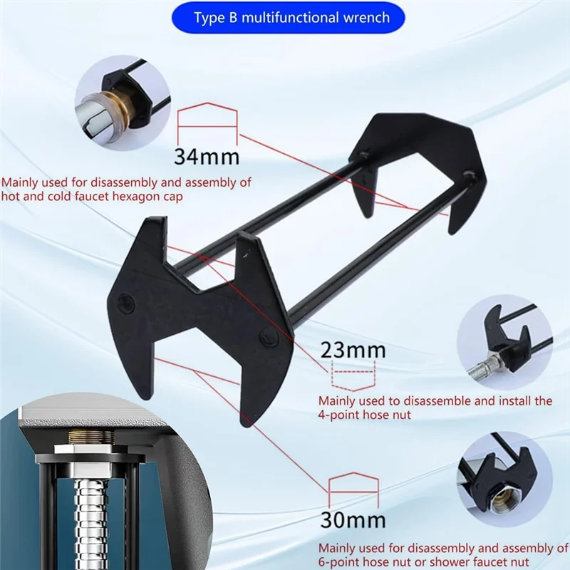 Sink Wrench, Faucet Wrench, Plumber's Wrench, Universal Undersink Plumber's Wrench, Faucet Wrench For Small Spaces Durable 4Pcs-
Sink Wrench, Faucet Wrench, Plumber's Wrench, Universal Undersink Plumber's Wrench, Faucet Wrench For Small Spaces Durable 4Pcs-