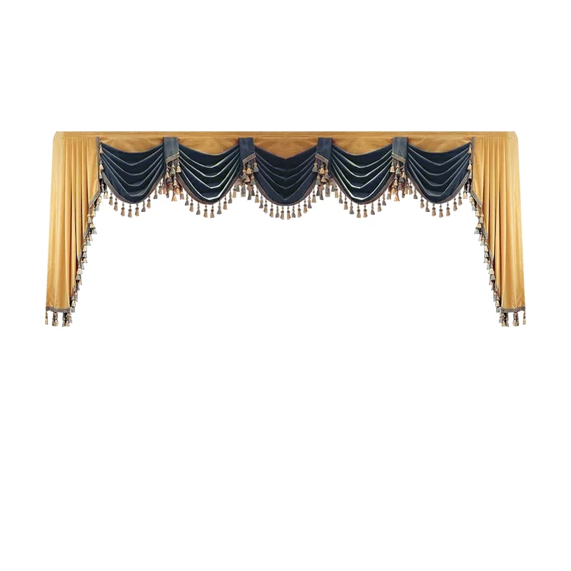 1pcs European Luxury Navy & Gold Velvet Swag Valance (Valance Only, Rod Not Included)
1pcs European Luxury Navy & Gold Velvet Swag Valance (Valance Only, Rod Not Included)