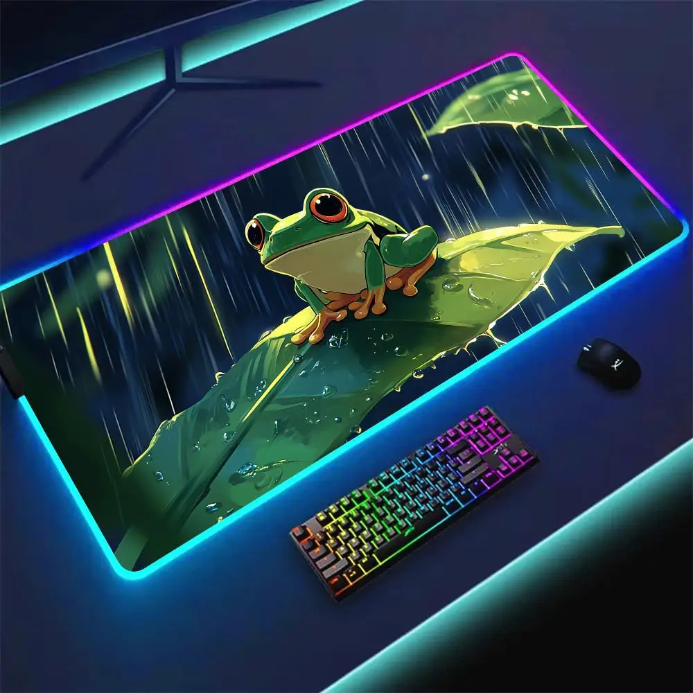 Коврик для мыши RGB, милый игровой коврик на тему лягушки, резиновый противоскользящий настольный коврик со светодиодной подсветкой, игровая клавиатура, коврик для мыши, геймер, аксессуары для ПК
Коврик для мыши RGB, милый игровой коврик на тему лягушки, резиновый противоскользящий настольный коврик со светодиодной подсветкой, игровая клавиатура, коврик для мыши, геймер, аксессуары для ПК