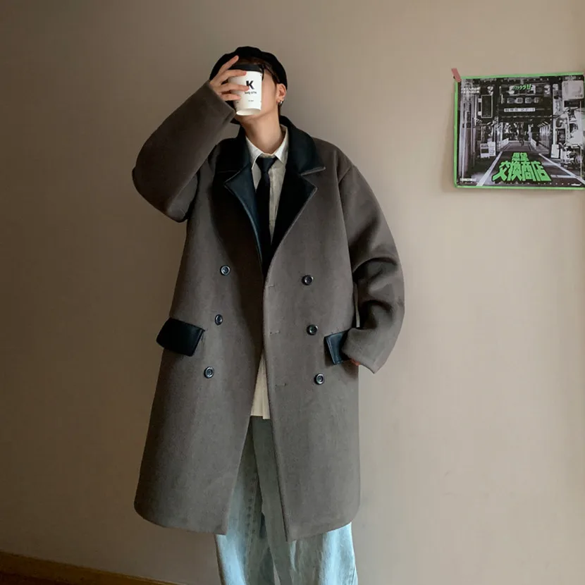 Men's Mid-Length Woolen Coat Double-Breasted Loose Fit Spring Autumn Faion Korean Sle Windbreaker Windproof Warmth
Men's Mid-Length Woolen Coat Double-Breasted Loose Fit Spring Autumn Faion Korean Sle Windbreaker Windproof Warmth